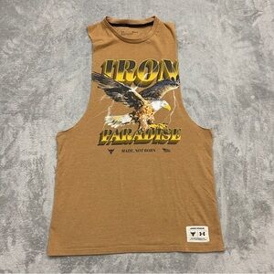 Under Armour Project Rock Tank Top Iron Paradise Brown Graphic Mens Size Medium